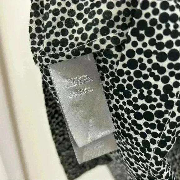 Liz Claiborne Long Sleeve Blouse Black and White Print Button Down Top - Picture 7 of 8